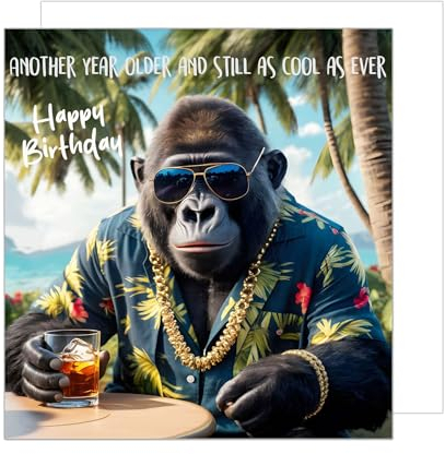 Edition Seidel Premium quadratische Geburtstagskarte mit Umschlag. Glückwunschkarte Happy Birthday Billet Tier Karte mit Spruch für Frau Mann Affe lustig Humor (GQ296 SW024)