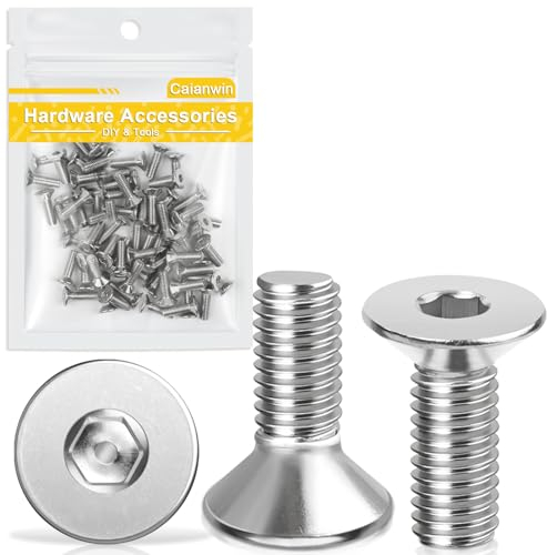 Caianwin 100 viti a testa svasata M5 x 10 mm, in acciaio inox DIN 7991, a testa svasata esagonale, filettatura metrica regolare