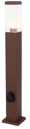 Qazqa Diseño Lámpara de exterior marrón óxido 80 cm con enchufe IP44 - Malios Acero/Plástico Alargada Adecuado para LED Max. 1 x 60 Watt