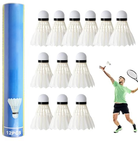Pluma de bádminton,Volantes de bádminton | Volante de plumas con cabeza de esponja de espuma, 12 Uds. - Práctica de golpe, entrenamiento de velocidad, vuelo estable, pelota de entrenamiento de bádmint