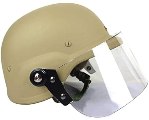CS Klassischer Paintball-Schutzhelm Mit Transparenter Sonnenblende, Taktischer Airsoft-Spezial-Polizei-M88-Helm, USMC-Helm(TAN)