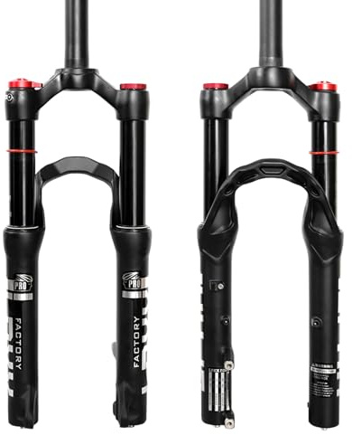 ZTZ 20 inch Bike Air Suspension Fork, 120mm Travel, 9mm QR MTB Fork, 1 1/8 Straight Tube, Manual Lockout, Ultralight Disc Brake Front Fork for Mountain, Touring, Folding, XC Bikes & E-Bikes (Black)