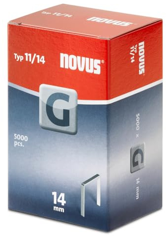 Novus Flachdrahtklammern für Hammertacker 14 mm, 5000 Klammern vom Typ G 11, Heftmittel aus verzinktem Stahldraht
