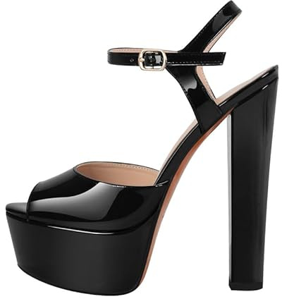 MissHeel Sandales à lanières Peeptoe à talons hauts pour femme Talon bloc