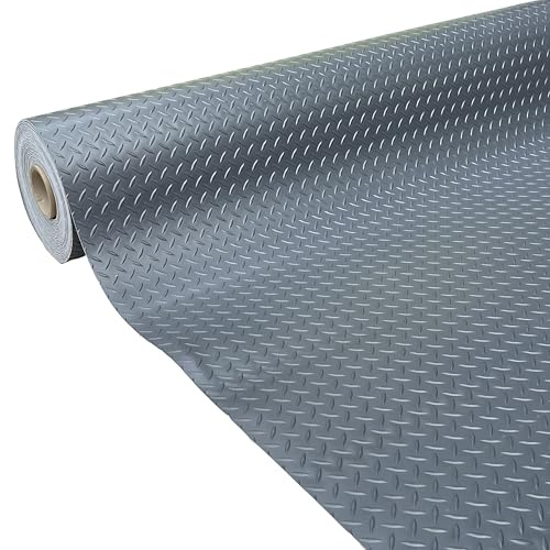 Shield Autocare © Heavy Duty Commerical Grade PVC Vinyl Floor Matting Garage Industrial Large Diamond Checker Black | Blue | Light Grey | Dark Grey | 1.3m Width | 3.2mm Thick (Dark Grey, 2.5m x 1.3m)