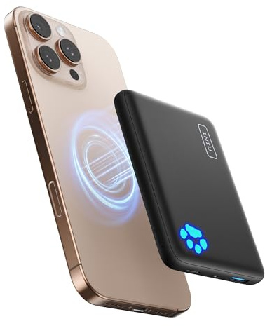 INIU 30W Magnetische Power Bank, Qi2-zertifizierte 10000mAh Outdoor Camping Externe Batterie, PD 30W Schnelllade-Powerbank Mini-Tragbares Ladegerät mit USB C für iPhone 16/15/14/13/12/Pro/Max, Rosa