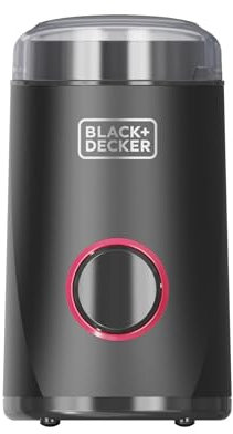 Black+Decker - Molino Eléctrico 150W | Cuchillas de Acero Inoxidable | Capacidad 50g | Sistema de Bloqueo | Recogecables | Pies Antideslizantes | Compacto y Elegante | Ideal para Café y Especias, Rojo
