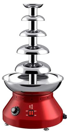 YXZQLOZ 5-layer chocolate fondue fountain machine 3L stainless steel commercial chocolate fountain suitable for party wedding restaurant, 30℃~110℃ adjustable (Red 5)