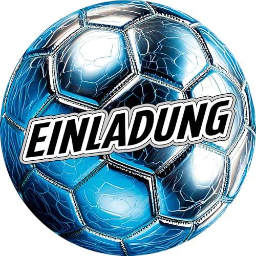 Moosthaler Fussball Metallic Einladungskarten Kindergeburtstag Junge | Für Jungs und Mädchen, Kinder Fußball Design, Geburtstag Einladung
