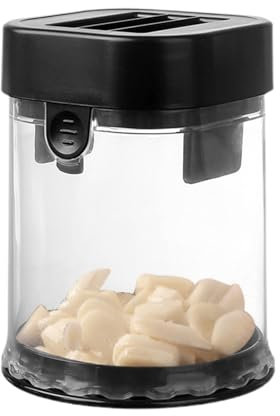 KNOBLAUCH PRESS MINCER, Premere Taglierina all'aglio | Chopper all'aglio manuale con contenitore di magazzino - peso luminoso, multifunzionale con terreno scorrevole per il viaggio a casa