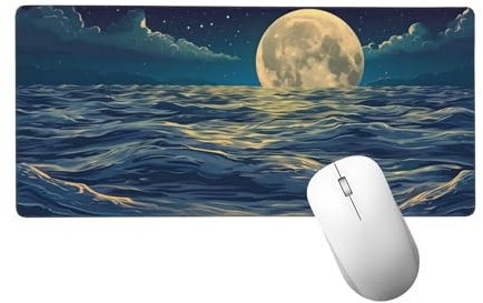 Alfombrilla Ratón Luna Alfombrilla Ratón XXL Gaming, Alfombrilla Escritorio 1200 x 600 mm, Mouse Pad Lago Mousepad Antideslizante, Alfombrilla para ratón, Mejora la Precisión y la Velocidad H-848