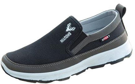 Zapatos de caminar ortopédicos con amortiguación de aire para hombre, sin cordones, casuales, mocasines, transpirables, para trotar, antideslizantes, para diabéticos, entrenadores ligeros con tela de