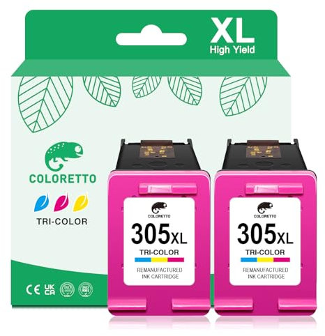 COLORETTO Druckerpatronen für HP 305 XL für HP Deskjet 2810e patronen für Deskjet 2700e 2720e 2820e 4120e 4222e für HP Deskjet 4220e Druckerpatronen (2 Farbe) für HP patronen 305XL