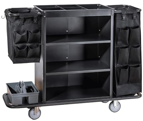 GBPLDMAQ Cesta Ropa Sucia con Ruedas Material de Pintura de Hierro, Carro Limpieza Profesional con Bolsas de Tela Extraíbles de Gran Capacidad, Ruedas Giratorias