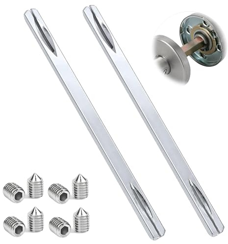 Ltsbaed 2 pezzi Perni Quadrati per Maniglia Porta Interna, Perno di Ricambio in Acciaio Zincato, Mandrino Ricambio per Maniglie Porte, 8mm x 150mm con 8 Viti M6, per Casa e Ufficio