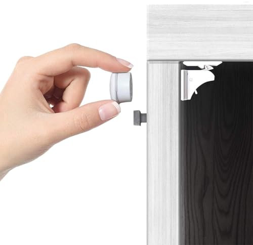 KEWUF 4 cerraduras + 1 llaves, Cerraduras Magnéticas de Seguridad para Niños Bloqueo de Seguridad para Bebés, Cierres de seguridad Para Cajones Armarios, Sin Tornillos o Perforación