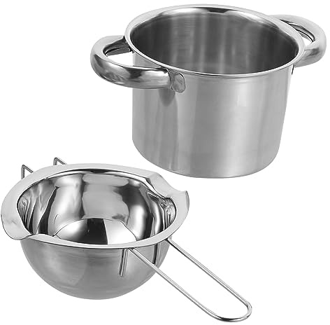Garneck Double Boiler Pot 14cm Stainless Steel Chocolate Melting Pot 400ml Cheese Butter Melting Insert for Stove Top Candy Making Kitchen Supplies