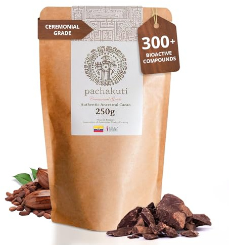 Pachakuti Cacao | Authentic Stone Ground Ceremonial Grade | 100% Pure Arriba Nacional Heirloom Cacao | Ethical Sourced from the Ecuadorian Amazon | Chakra Farmed - 250g