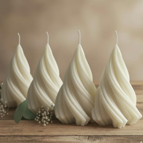 4 Stück Weihnachtsbaum - Tannenbaum Kerzen - Swirl Kerzen - Handmade Sojawachskerze - Adventskerzen - deko - Weihnachtsdeko - Weihnachtsgeschenke - Wohnzimmer - Geschenke - Candlesdeko - gift -