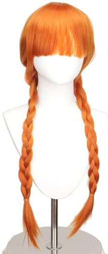 Kolegrial Agnes DeMille Cosplay Perücken Damen Orange Lang Verdrehte Zöpfe mit Pony Kostümperücke Verkleidung Season 2 Agnes DeMille Karneval Halloween Party Maskenball Kostüm Zubehör Wig