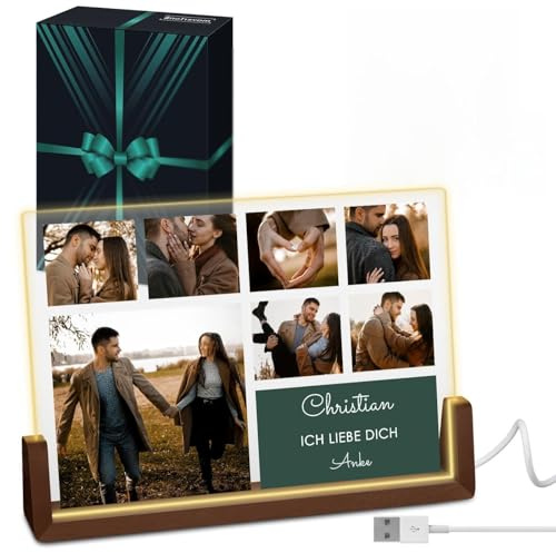 Maverton horizontales LED Acrylglas mit Foto - Deko Nachtlicht - Glasbild mit LED-Beleuchtung - Hochzeitsgeschenke für Brautpaar - personalisierte Geschenke für Frauen und Männer zum Geburtstag