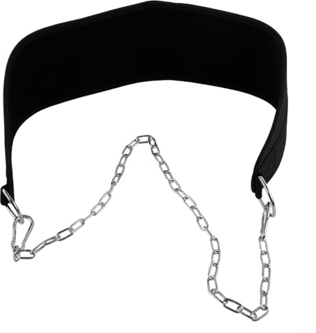 Yuanpgky Ceinture d'haltérophilie avec chaîne en acier pour dynamophilie, tractions et dips – Ceinture d'entraînement de fitness réglable pour homme et femme Options de chaîne de 3 mm/5 mm (chaîne de