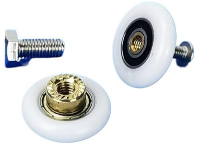Puleggie di fissaggio per porte doccia, Rulli for porte scorrevoli della doccia, confezione da 8, 20-27 mm, con viti M4 e M6(25mm with M6 screw)