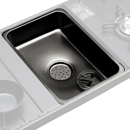 Cuenco portátil para fregadero de camping – Tina de lavado de acero inoxidable, diseño de tapón de drenaje plegable, accesorio de cocina duradero al aire libre, lavandería, picnic, viajes, barbacoa