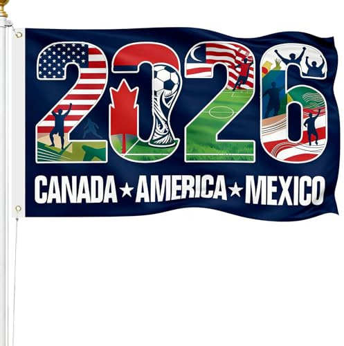 2026 Fußball Flagge 150×90 CM - WM Fahne für Terrasse & Fan-Treffen | Das beste Geschenk für Fußballfans