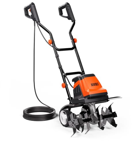 AIVOLT 1800W Garden Tiller, 48cm Width 22cm Depth Rotavator, Cultivator