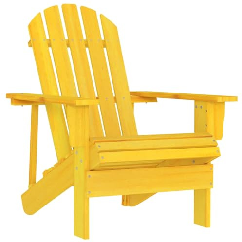 Mhdvray Adirondack Stuhl aus massivem Tannenholz, ergonomischer Gartenstuhl für Terrasse und Balkon, robuster Loungesessel in Gelb, 69,5 x 86,5 x 89,5 cm, klassischer Deckchair für den Garten
