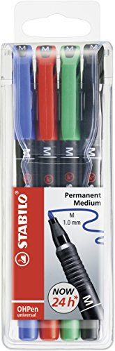 STABILO - Folienstift - OHPen universal - permanent medium - 4er Pack - grün, rot, blau, schwarz