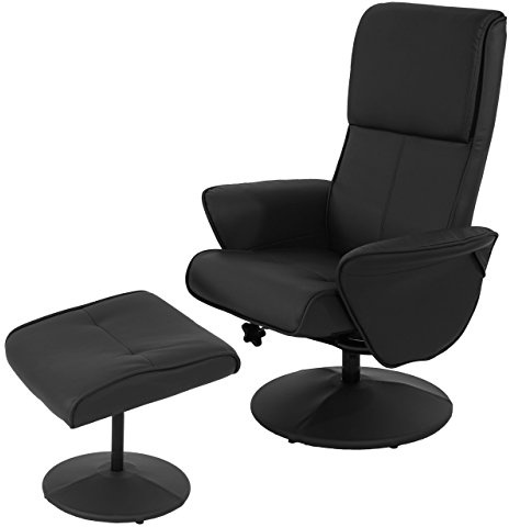Mendler Relaxsessel Helsinki - Kunstleder, schwarz | Fernsehsessel, Relaxliege, TV-Sessel, mit Hocker