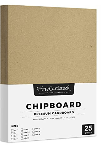 S Superfine Printing Chipboard Cardboard Medium Weight Chipboard Sheets 25 Per Pack.