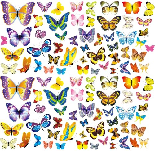 WandSticker4U®- 100 bunte SCHMETTERLINGE zum Kleben I Wandtattoo Butterfly Dekoration Frühling Wandaufkleber Kinder Baby Basteln I Wand Deko für Kinderzimmer Möbel Fenster Sticker