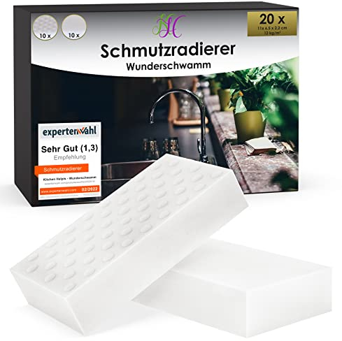 Kitchen Helpis® 20er Set Schmutzradierer, Radierschwamm reinigt gründlichst, Zauberschwamm weiß, Reinigungsschwamm für Haushalt, Schwamm, Magic Eraser