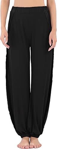 Hoerev Dam mjuka slitsbenbyxor haremdans yoga pilates byxor Svart Svart XXL