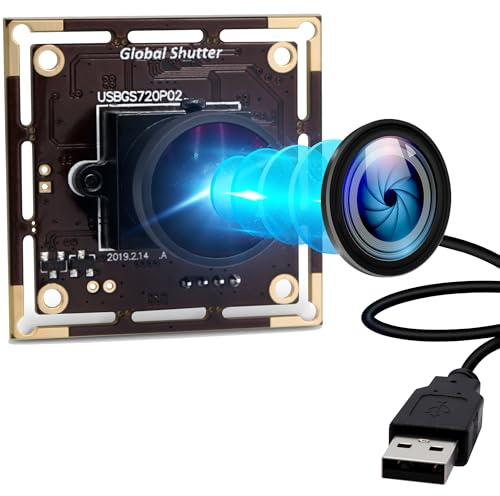 ELP Module de caméra USB Global Shutter 60fps avec objectif grand angle fisheye 170° haute vitesse 720p Aptina AR0144 Webcam Plug and Play pour applications industrielles Jetson Nano Laptop Raspberry