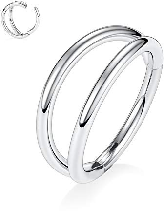 16G doble / triple apilado septum nasal aro aro aro labio joyería septum oído manguito nariz anillo conch aro aro helix cartílago pendientes unisex pendientes pendientes de aro septum piercing joyería