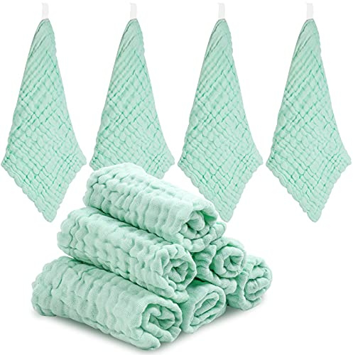 ABirdon 10 Stück Baby Musselin Waschlappen, 30x30cm Mulltücher Bio-Baumwolle Weiche Baby Handtücher, Gesicht Handtuch, Mehrzweck Gesichtstüche für Jungen und Mädchen