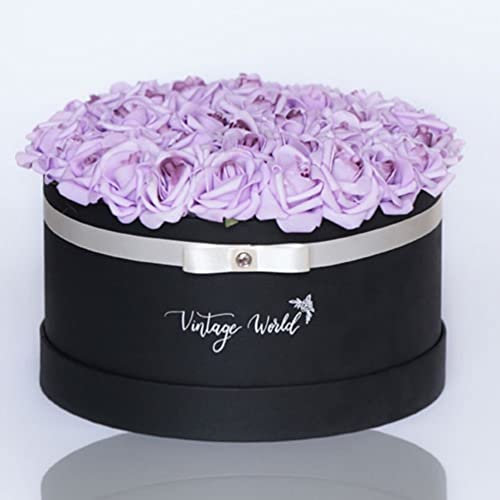 Vintage World Infinity Nizza Handgemachte Rosenbox, 35 Rosen, Geschenkidee, lange haltbar, lila