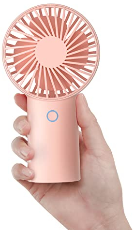 JISULIFE Handventilator [20 Stunden Lange Arbeitszeit] 4000mAh Tragbarer Ventilator, USB-aufladbarer Kleiner Taschenventilator,Batteriebetrieben mit 3 Geschwindigkeiten für Reisen/Make-up/Wimpern-Rosa