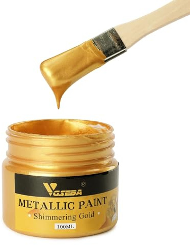 VGSEBA Vernice a Foglia D'oro - Doratura Acrilica per Dipingere, Pittura Acrilica, Pittura a Tempera, Per Legno, Carta, Tessuti, Metalli(Oro,100ml)