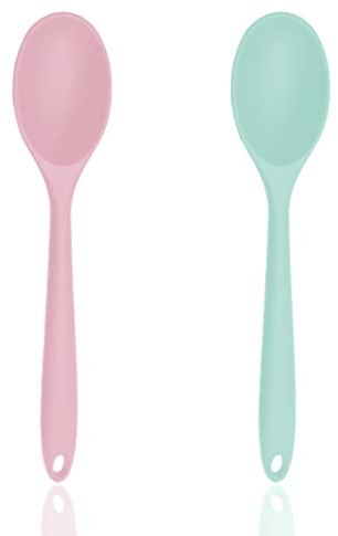 2 Pcs Silicone Mixing Spoon Stirring Spoon Silicone Serving Spoon for Kitchen Cooking Baking Stirring Mixing Tools