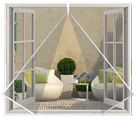 Eouyt Fliegengitter für Dachfenster 170x200cm DIY Insektenschutz DIY Fenstergitter Multifunktionaler Insektenschutz-Rollladen Türen und Fenster, Weiß