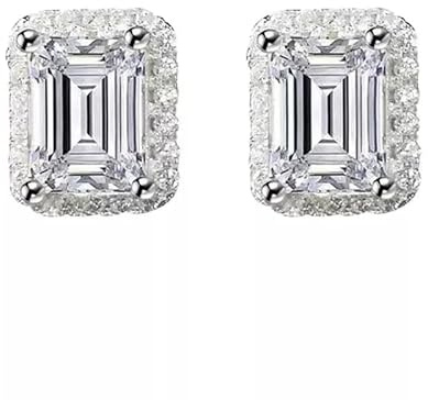 OBCPD Smaragdschliff Moissanite Diamant Ohrstecker 925 Sterling Silber Hochzeit Ohrringe für Frauen Brautschmuck