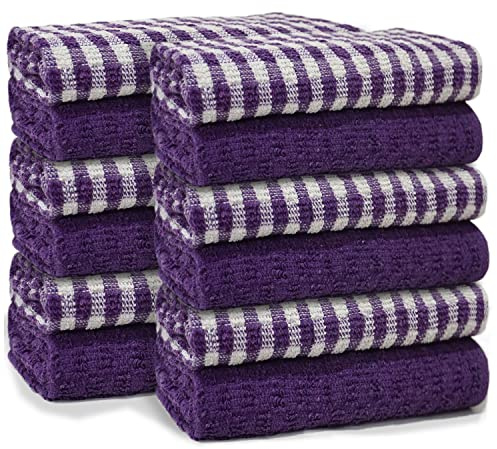 Casabella 100% Cotton Kitchen Towels 50x70 cm Pack of 12 Wonder Dry Tea Towels for Kitchen, Highly Absorbent Dish Cloths for Washing up, Soft & Thick Wash Cloths, Purple Tea Towels Kitchen Cloth