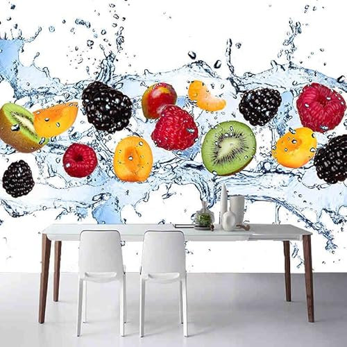 Modernes frisches Obst fällt ins Wasser Fototapete Restaurant Café Einfaches 3D-Stereo-Wandbild Küchentapeten-Fresken