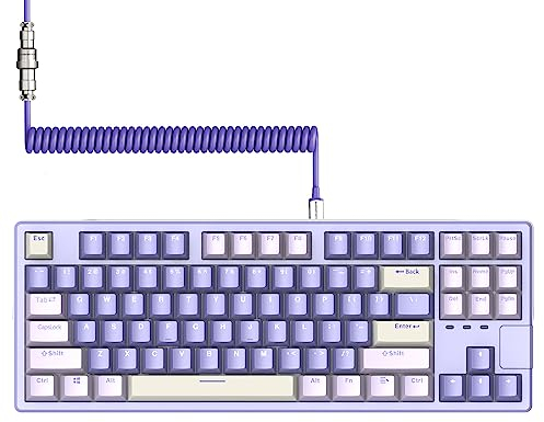 AK873PRO-XINMENG X87 75% Wired Gaming Keyboard - Custom Pre-Lubed Switch TKL 80% Gasket Mechanical Keyboard - Compact 87 Keys Anti-ghosting PBT Keycaps - Coiled Usb C Cable for PC/Mac/Win - Purple