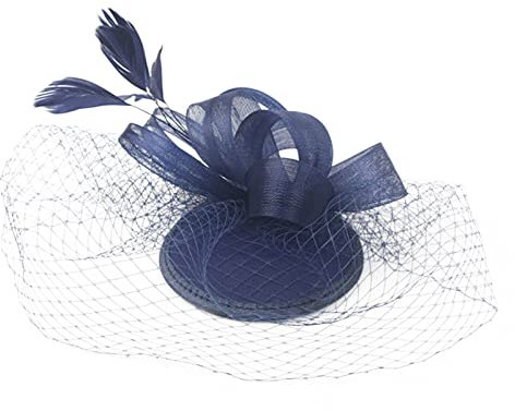 Fascinator Damen, Fascinator Damen Hut Blume Mesh Federn Kopfschmuck Hochzeit Derby Bankett Hut Schleier Bowler Hut Braut Cocktail Kopfbedeckung Netz Feder Haarschmuck Stirnband Headwear